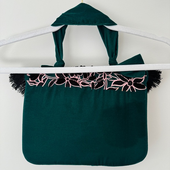 Anthropologie Green and Black Floral Bag - Picture 5 of 7